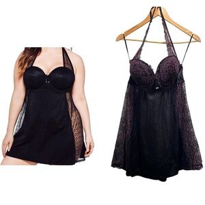 Ashley Graham Black Lace Halter Lingerie Size X